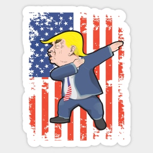 Funny Donald Trump Dabs in Front of USA Flag Sticker